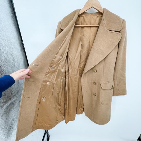 MaxMara Pea Coat Camel Tan Vintage Alpaca Teddy Bear Brown Mid Thigh Jacket M - Picture 10 of 14